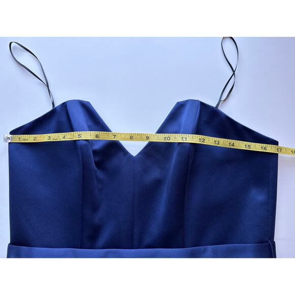 NWT y2k ABS Satin Strapless Cocktail Mini Peplum Dress in Blue Size 10 - Picture 5 of 10